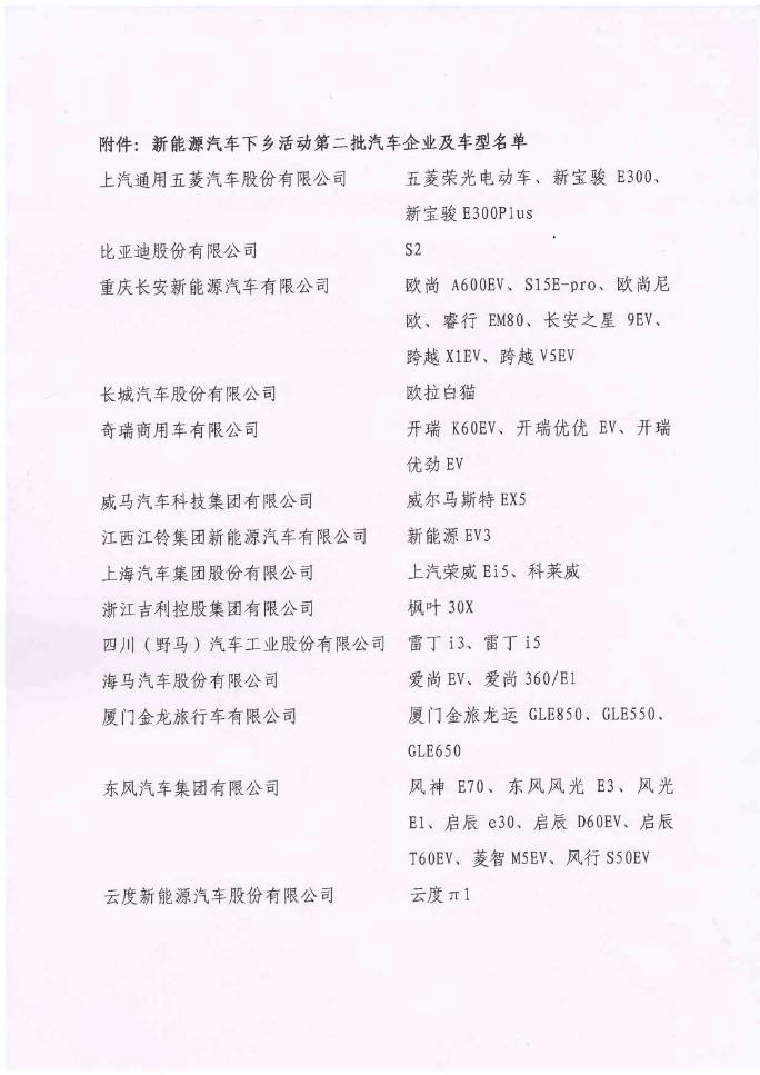 第二批新能源汽车下乡名单公布 五菱品牌三款车型入选 第二批新能源汽车下乡名单公布 五菱品牌三款车型入选