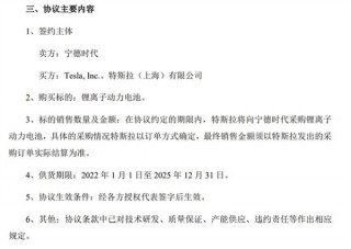 宁德时代与特斯拉签订协议:连续4年向特斯拉提供电池 宁德时代与特斯拉签订协议:连续4年向特斯拉提供电池