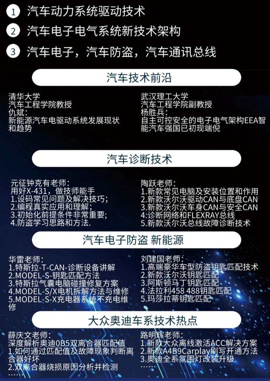 汽车维修行业豪华技术盛宴,清华等多所高校教授和技术大咖分享 汽车维修行业豪华技术盛宴,清华等多所高校教授和技术大咖分享