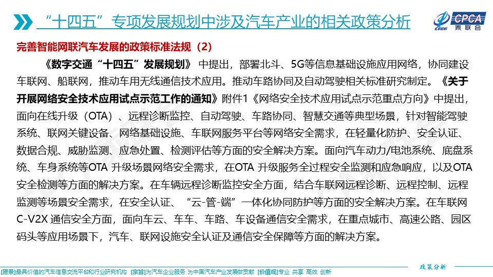 十四五专项发展规划涉及的汽车相关政策分析及建议