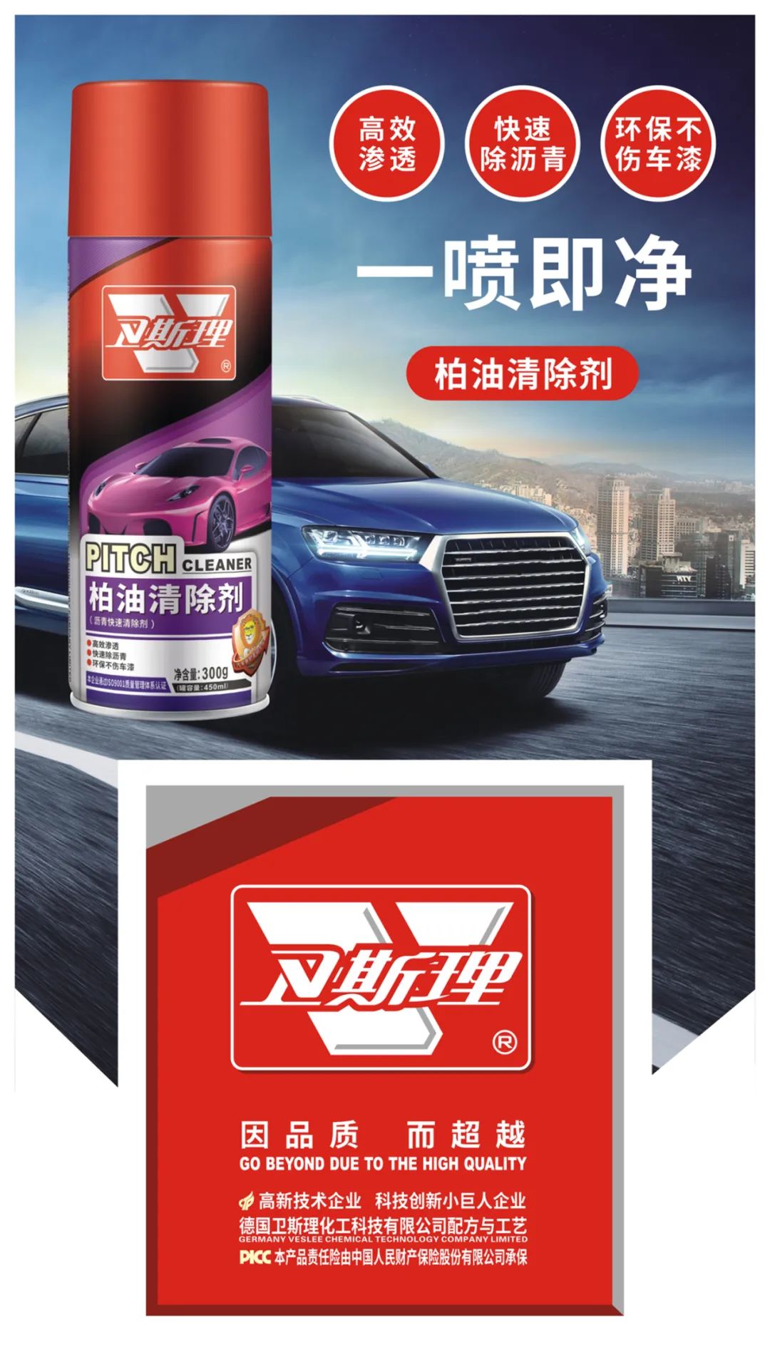 沥青一喷即净!卫斯理柏油清除剂让车身洁亮如新！