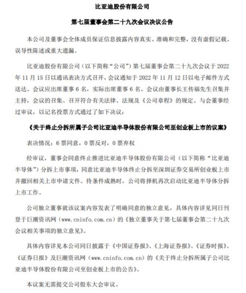 比亚迪:将择机再次启动所属子公司比亚迪半导体分拆上市工作 比亚迪:将择机再次启动所属子公司比亚迪半导体分拆上市工作