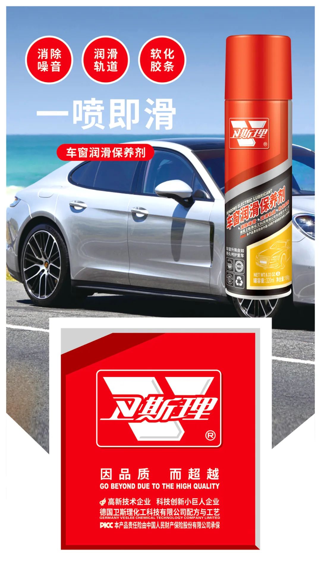 卫斯理车窗润滑保养剂,落窗无声! 卫斯理车窗润滑保养剂,落窗无声!
