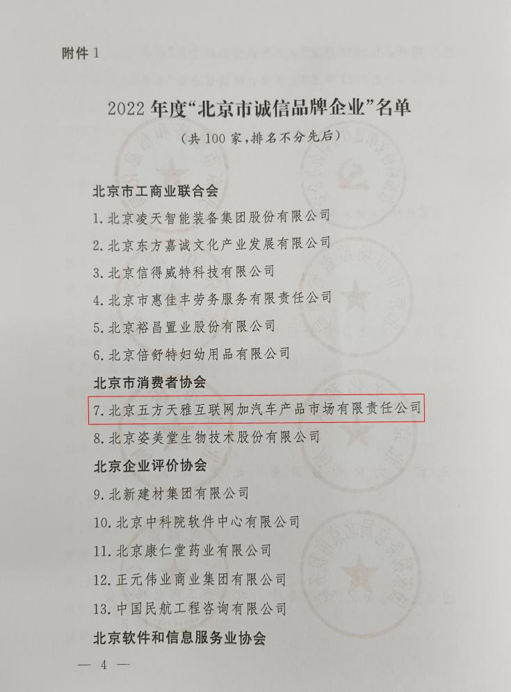 喜讯!五方天雅荣获“北京市诚信品牌企业”称号 喜讯!五方天雅荣获“北京市诚信品牌企业”称号