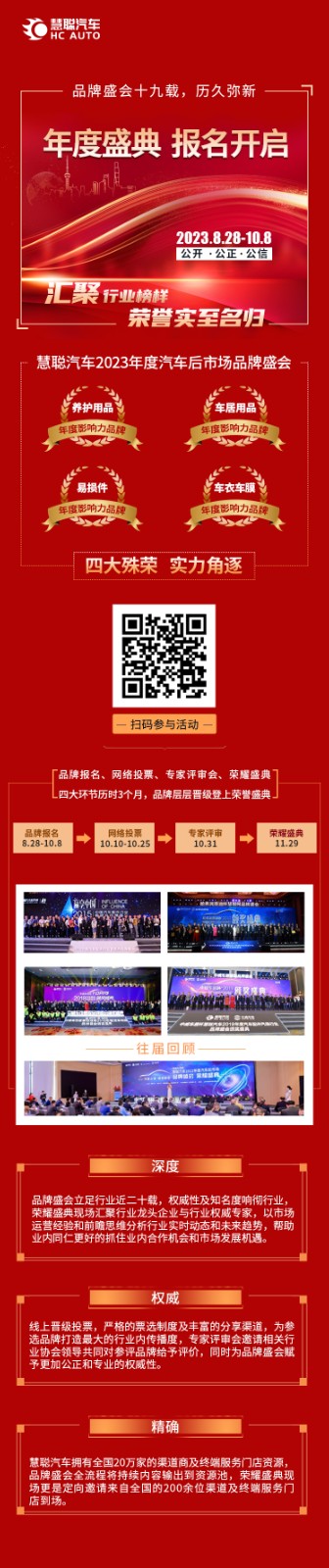 金秋九月,火热聚焦丨2023慧聪汽车后市场品牌盛会报名中 金秋九月,火热聚焦丨2023慧聪汽车后市场品牌盛会报名中