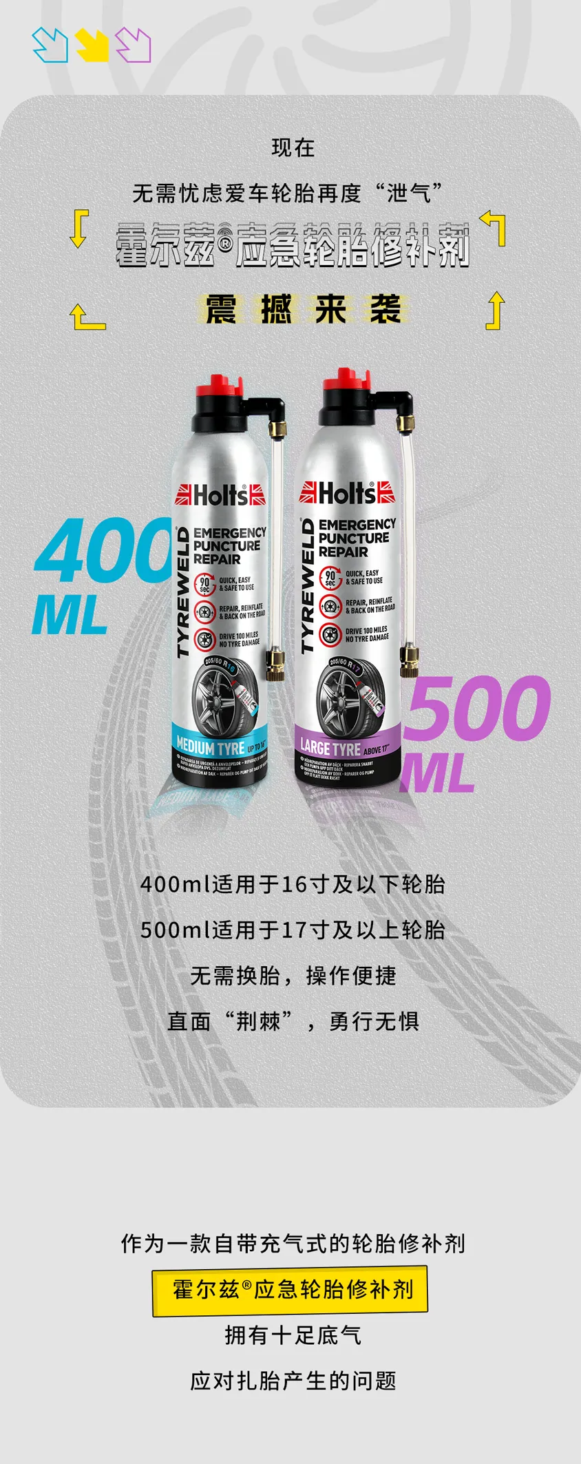 不惧“针对”，勇行无畏！霍尔兹®应急轮胎修补剂新款来袭！